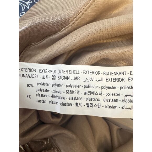 ZARA Shimmer Ruched Bodysuit XL Metallic Shiny Gold Polyester/Elastane NWT - Picture 5 of 15